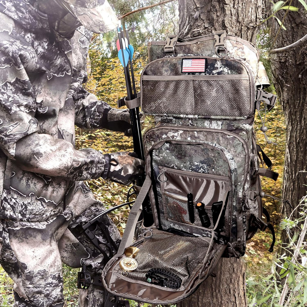 Hunting Backpack Saddle Bag w/ Bow Holder Large Compound Bow Duffle Pack