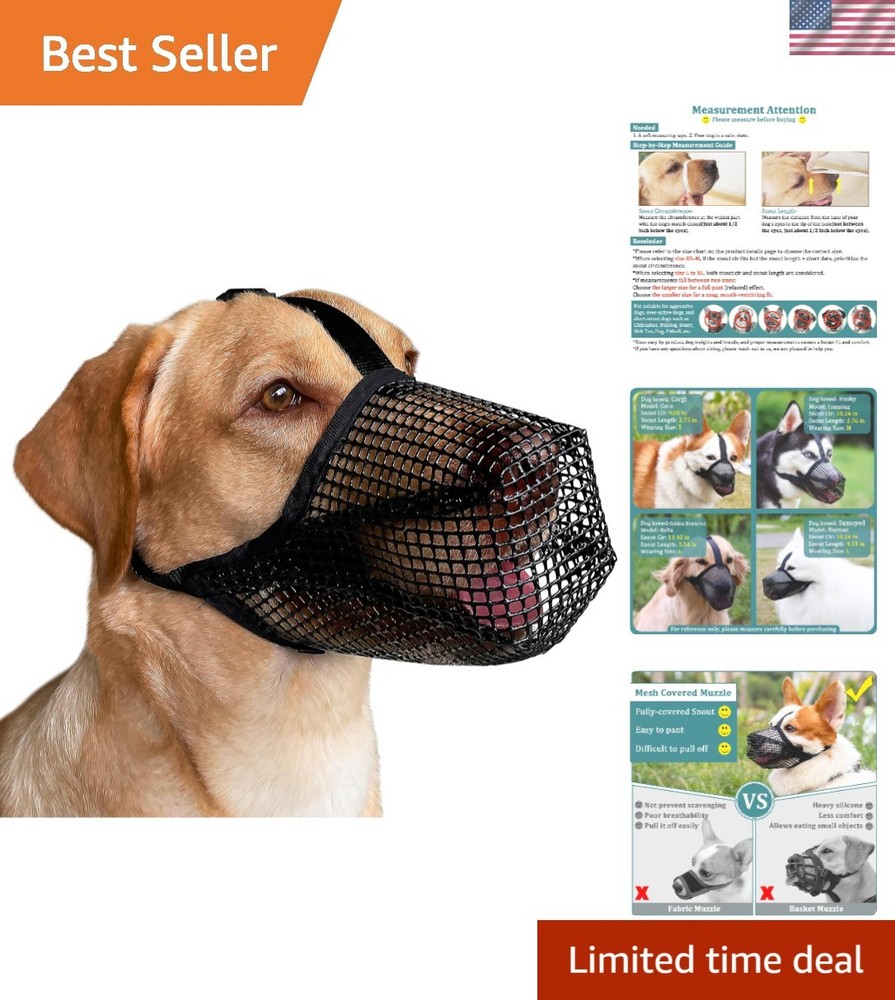 Breathable Adjustable Dog Muzzle for Medium Sized Breeds - Lightweight & Secure