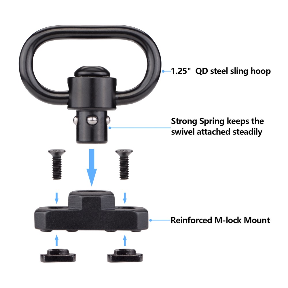 QD Sling Swivel, QD Sling Mount with Push Button 2 Pack