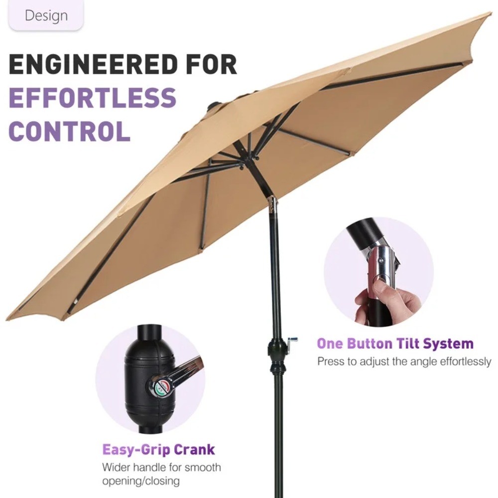 9FTOutdoor Patio Umbrella Outdoor Table Umbrella with Push Button Tilt and Crank