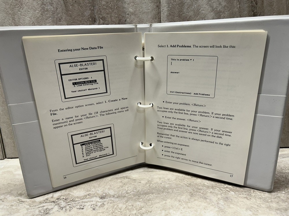 1985 Apple II IIe Computer Program ALGE-BLASTER Math School Algebra 5.25"
