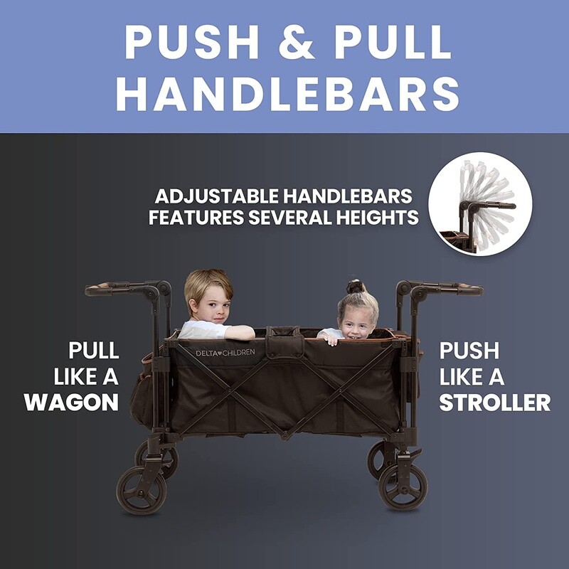 Hercules Stroller Wagon 2 Kids Portable All Terrain Foldable Push Pull Handles