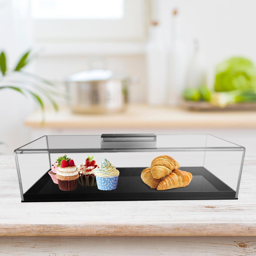 Clear Bread Box Dessert Display Plate Rectangular Bread Storage Container for
