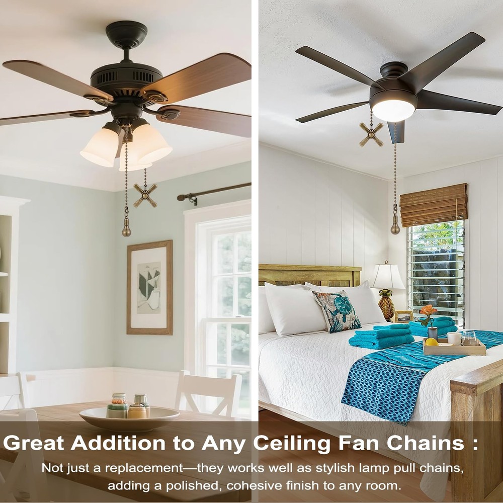 Ceiling Fan Pull Chain Ornaments, 13.6 Inches Fan Pulls Extension