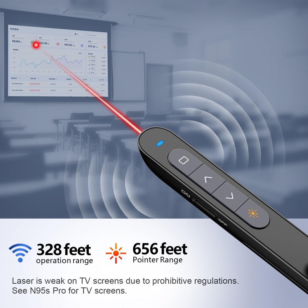 N76 Rechargeable Presentation Clicker Wireless Remote Red Light PPT Click