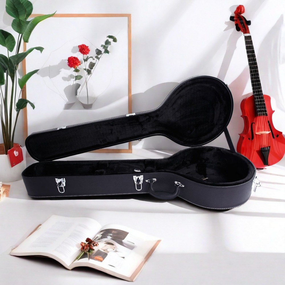 Black 5-6 String Banjos Hard Shell Case With Microgroove, Banjoline Hard Case