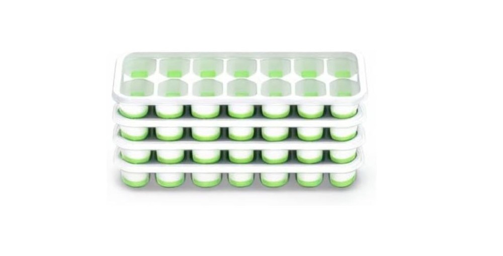 4-Pack Stackable Ice Cube Trays with Lids,Durable Silicone/BPA-Free Freezer Tray