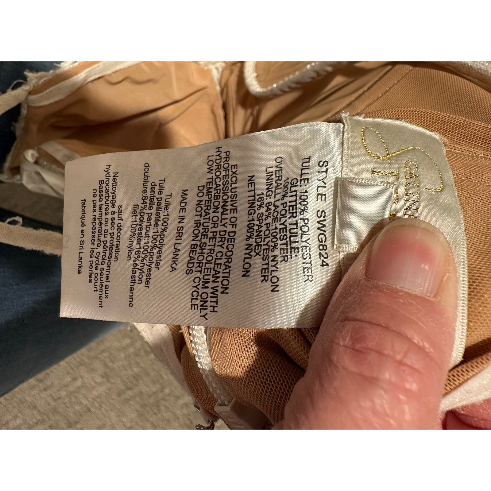 Galina Signature SWG824 Ivory Nude Lace Mermaid Wedding Dress Glitter Tulle