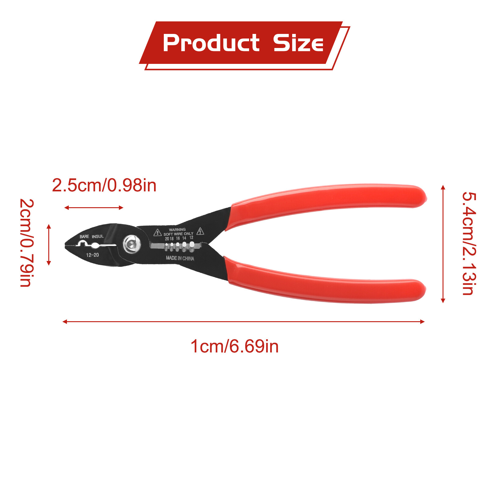 4 in 1 Wire Service Pliers Crimper Stripper Cutter Gripping for 12-20AWG Cable