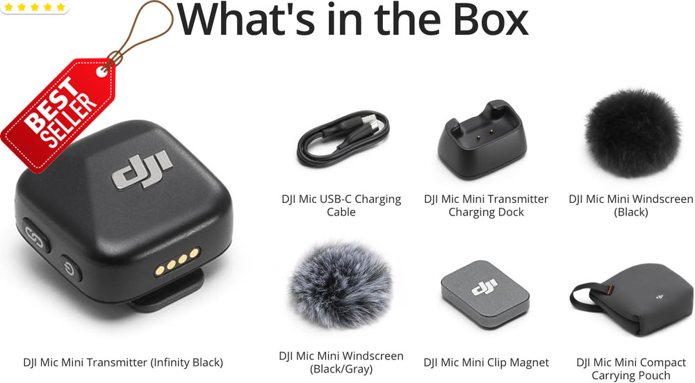 Wireless Lavalier Mic Mini Transmitter Infinity Black Camera Iphone Android US