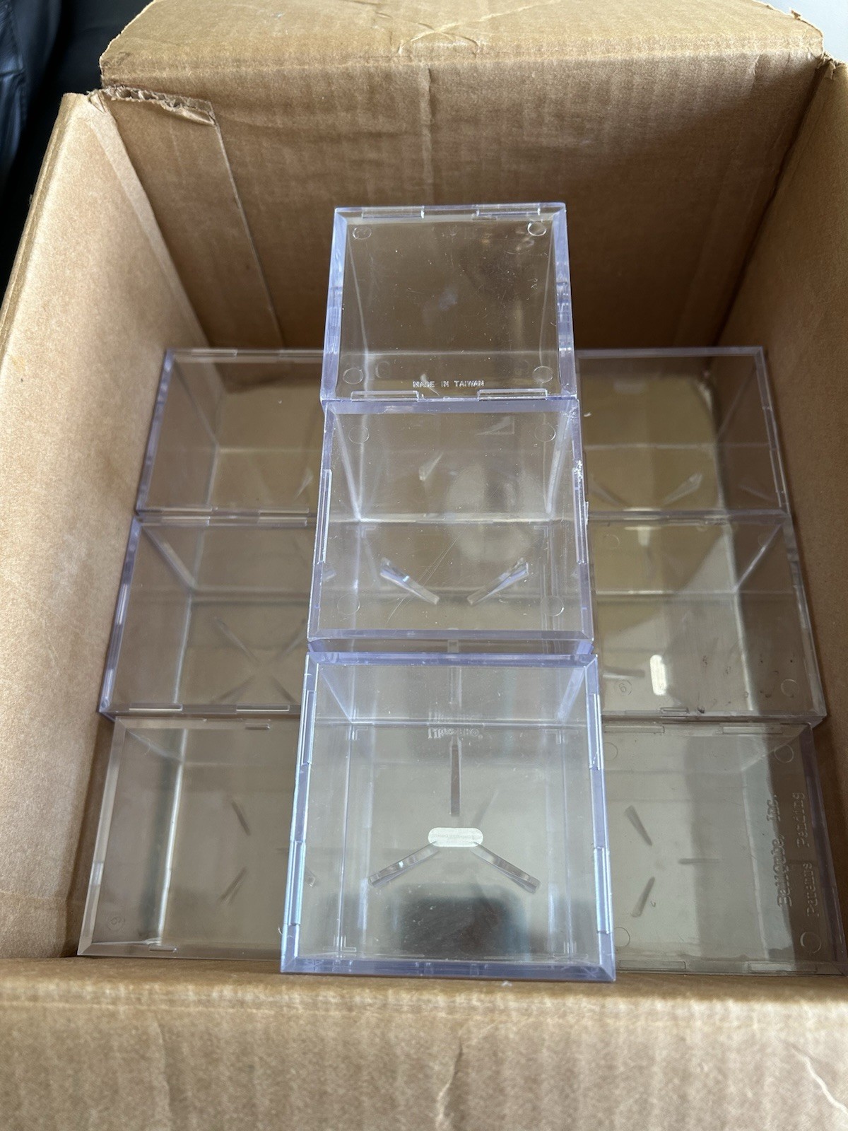 (12) Lightly Used Baseball Cube Lot with 3 prong cradles for display baseballs.