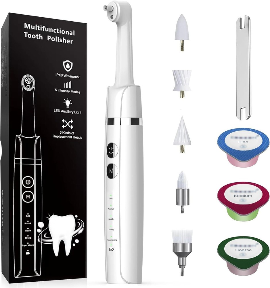Professional Teeth Polishing Kit with USB Charge, 5 Speeds & Whitening Paste