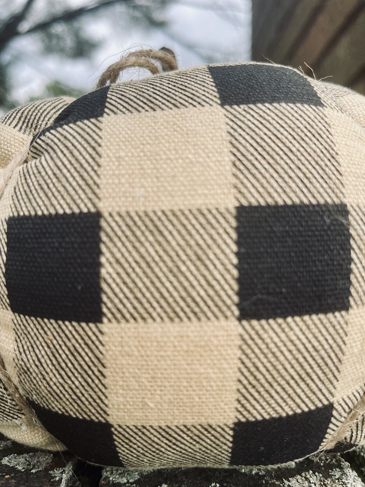 Medium Black & Beige Buffalo Check Pumpkin New