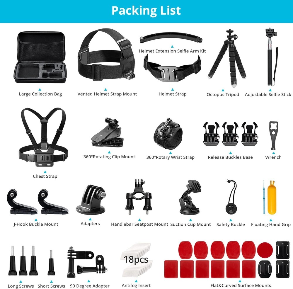60 in 1 GoPro & Action Camera Accessories – Capture Every Angle
