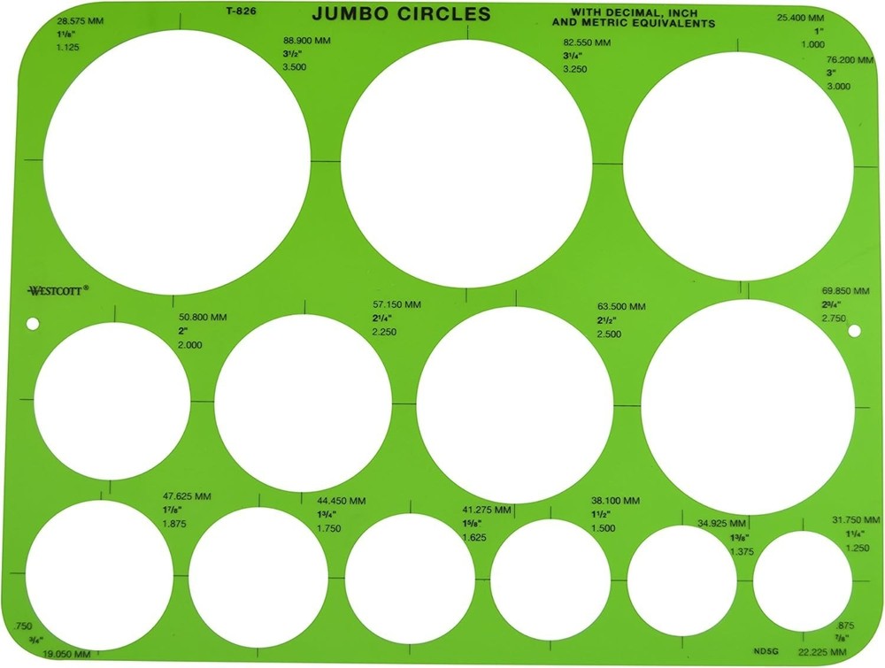 Jumbo Circles Template in Translucent Plastic for Accurate Drawings