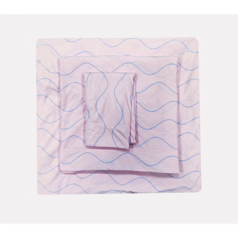 Prism Twin Pink/Blue Wave Grid Jersey Sheet Set