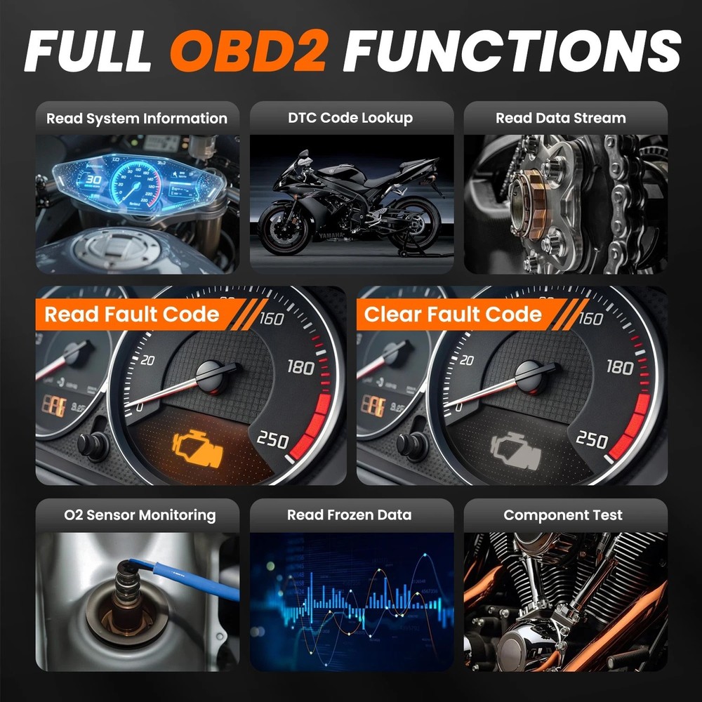 Motorcycle OBD2 Scanner Diagnostic Tool Fault Code Reader ABS Fit For Triumph