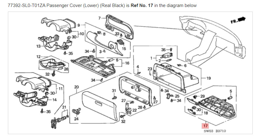 🏎️ACURA HONDA GENUINE OEM NSX Passenger Cover (Lower) (Real Black)