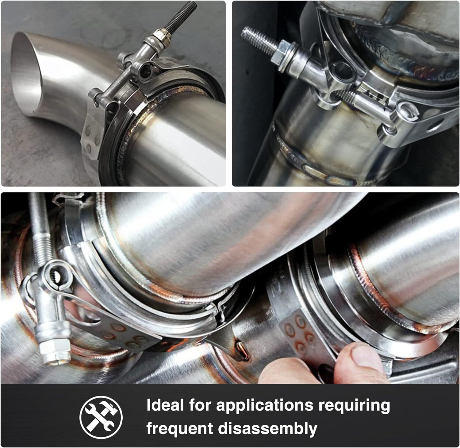 2.25" V Band Clamp With Flange Male Female Stainless Steel Joins 2.25" OD 4Pcs