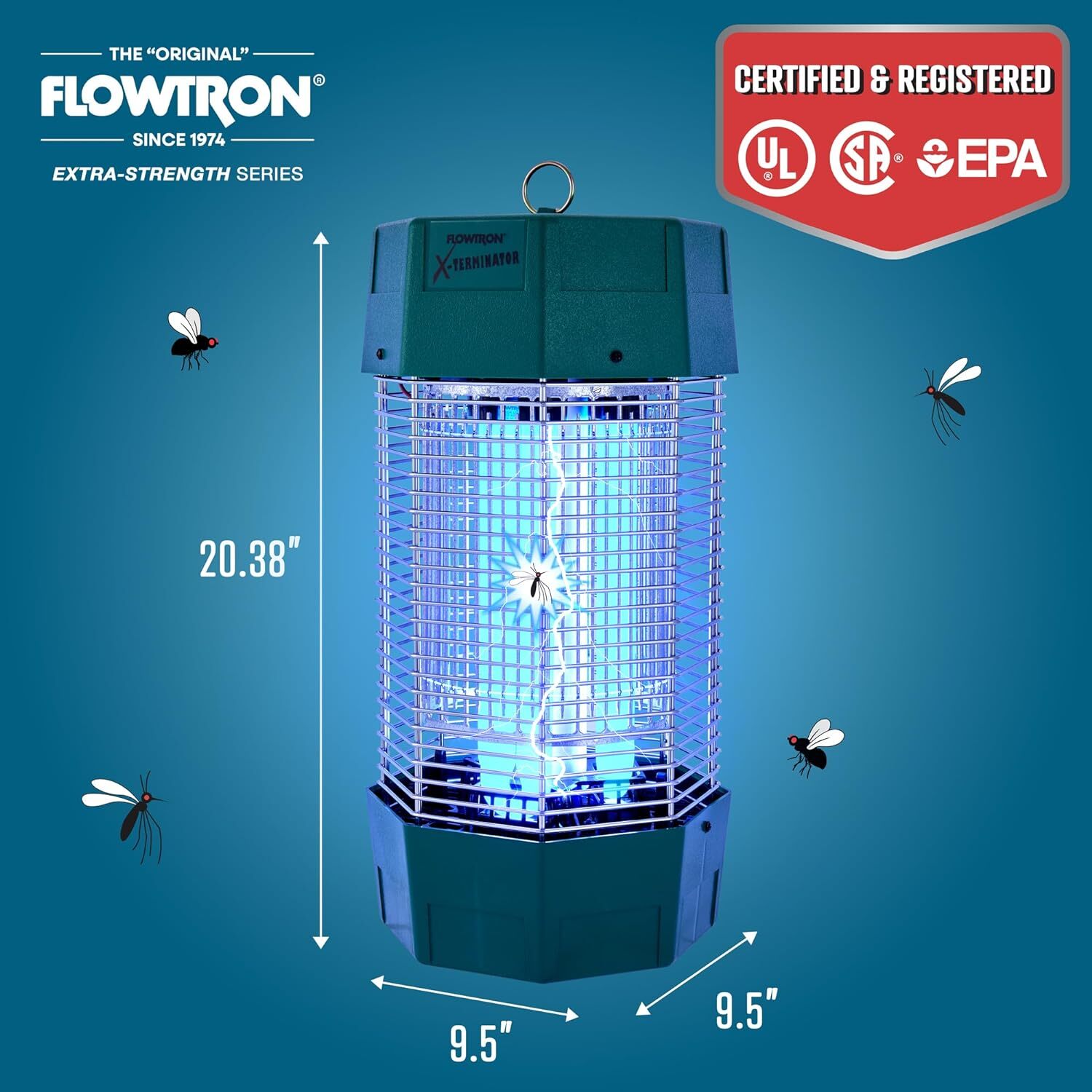 Flowtron 2 Acres Electric Bug Zapper, 120W Outdoor Bug Zapper w/UV Light & More