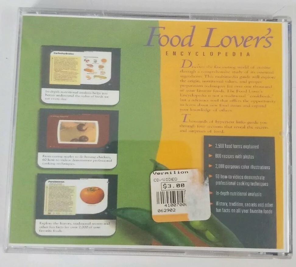 Food Lovers Encyclopedia PC CD ROM Windows 95 Mac
