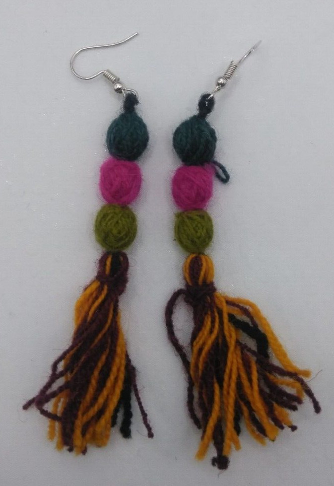 Women's Earrings Alpaca Wool Multicolor Handmade