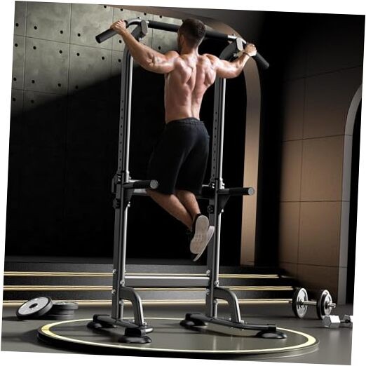 Power Tower Pull Up Dip Station Multi-Function Fitness Equipment for Black