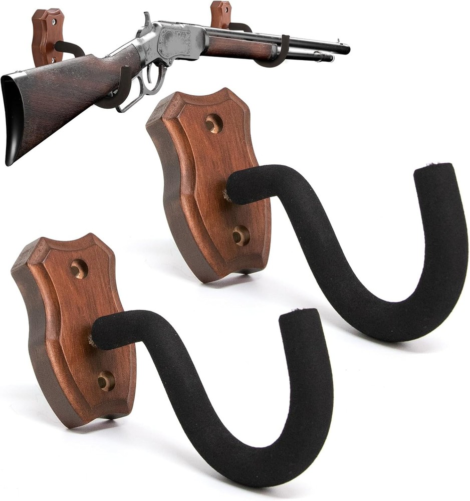 Wall-Mounted Soft Padded Gun Rack, Adjustable Horizontal Rifle Holder