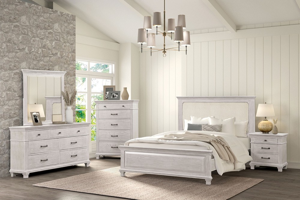 Transitional Style Eastern King 1pc Bed Set Weathered Gray Finish