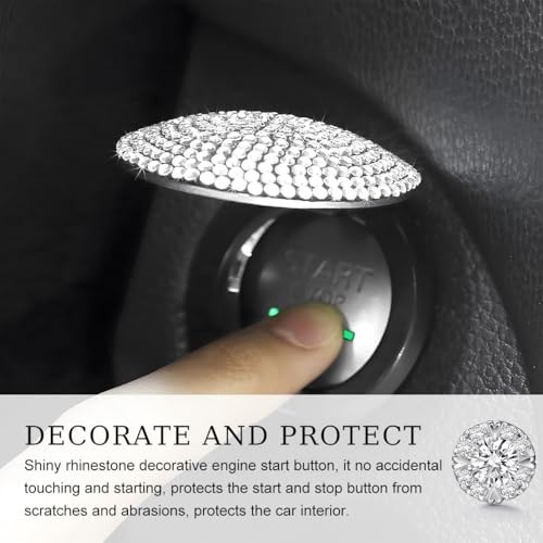 Car Start Stop Button Cover, Anti-Scratch Bling Push Start Button Black