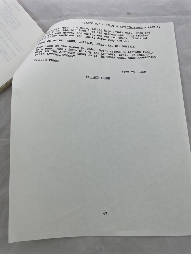 Zazoo U The Nine Mile Pile Pilot Script Revised Final 1990