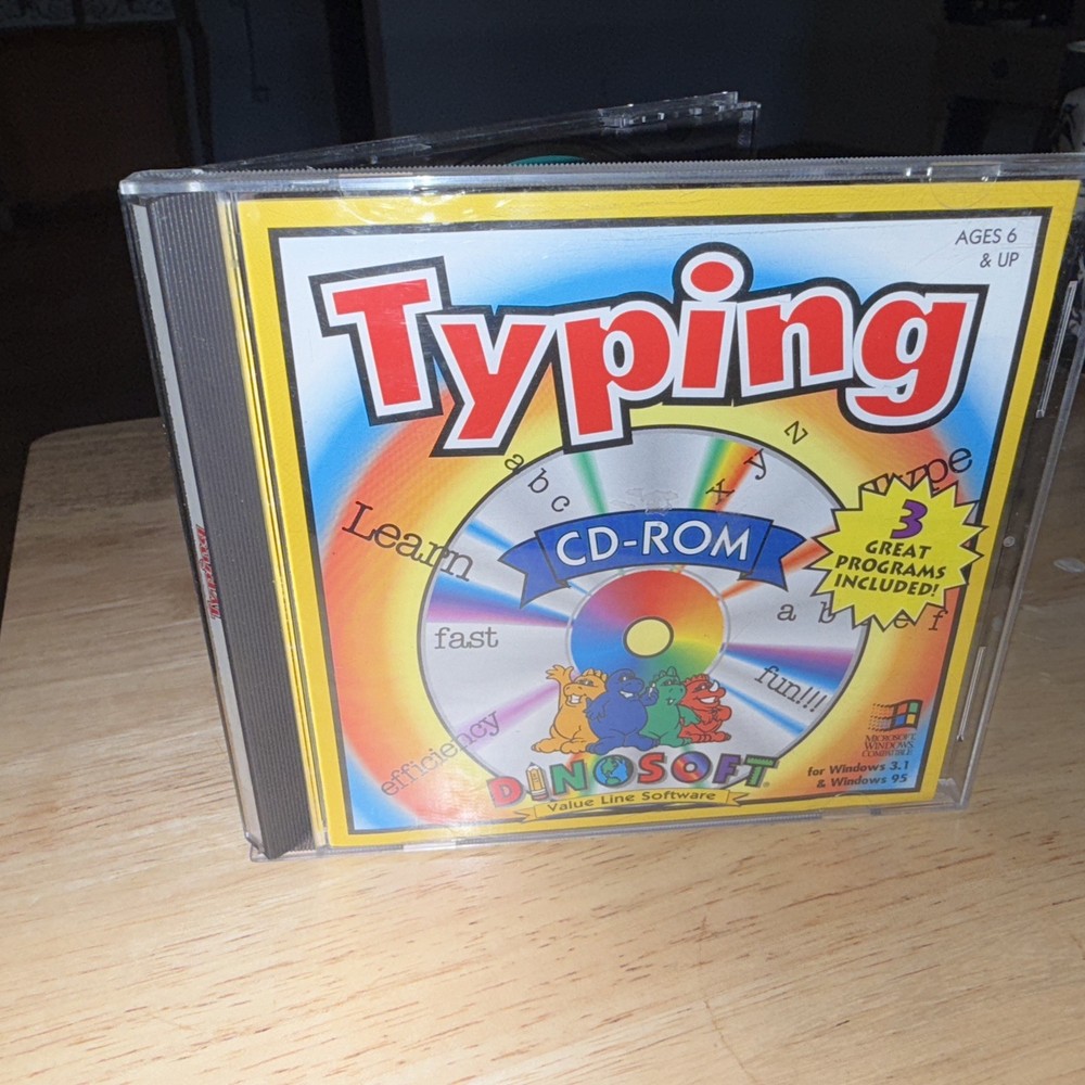 Typing CD ROM Dinosoft  Case, Booklet And Working CD