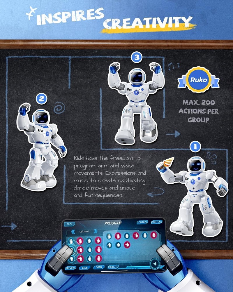 1088 Smart Robots for Kids Large Programmable Interactive RC Robot with Voice Co