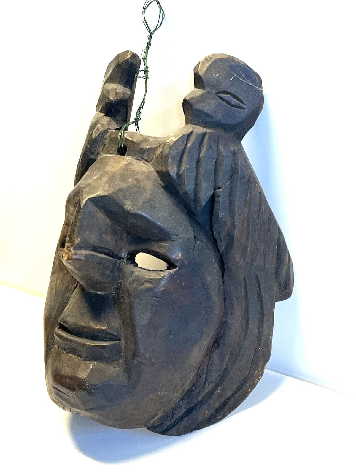 Antique Native American indian Hand Carved Totem Style Wooden Wall Hanging Mask