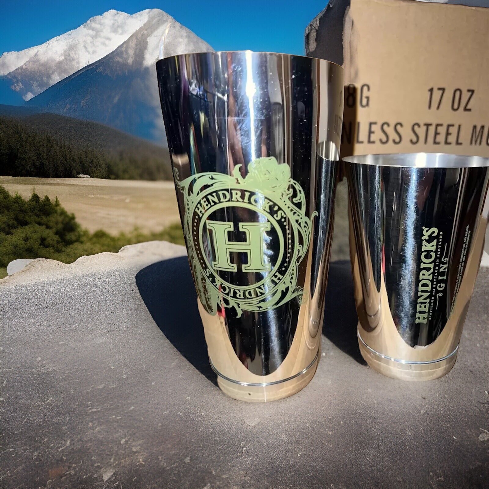 Hendricks 2 piece Boston Shaker set. stainless steel commercial grade