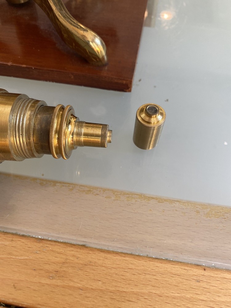 Antique Early English Brass Microscope. Unsigned.