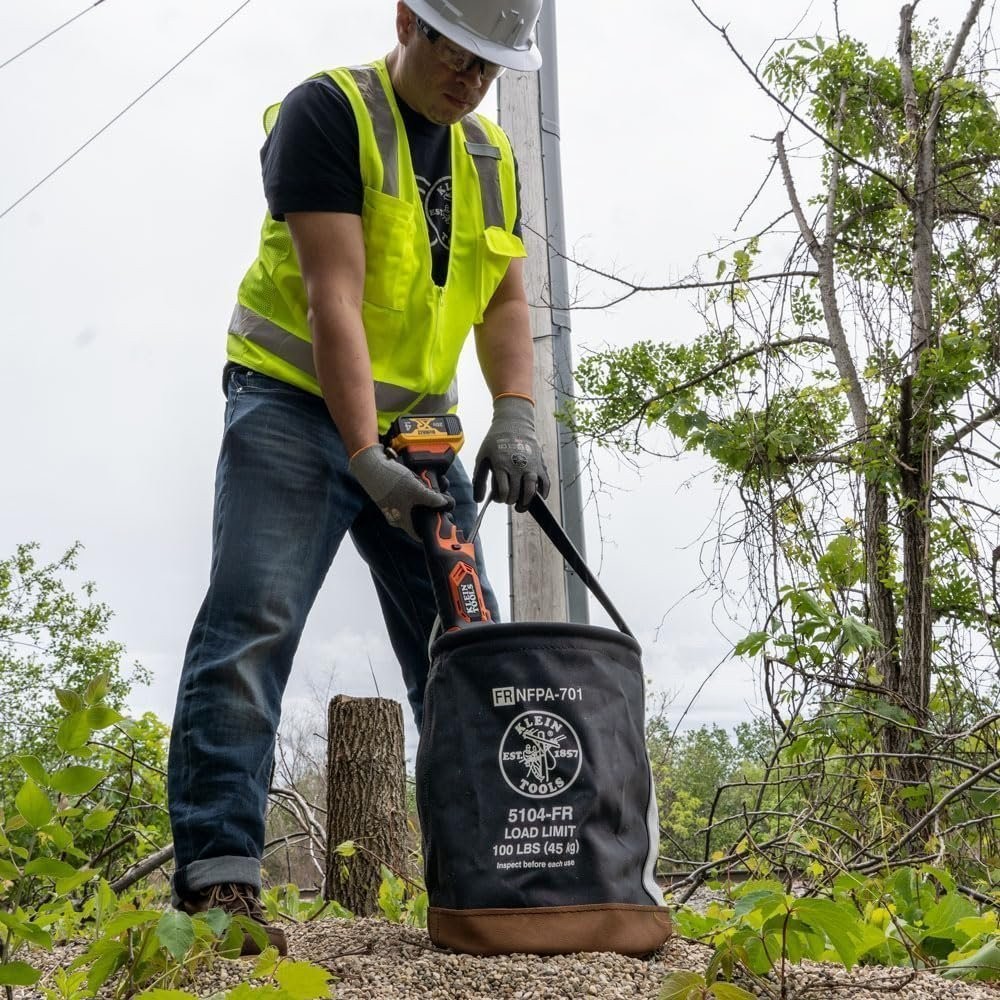 Klein Tools Flame-Resistant Top Closing Canvas Bucket
