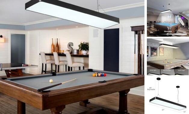 LED Billiard & Pool Table Light Hanging Light Over Pool Table for for 7'-8'