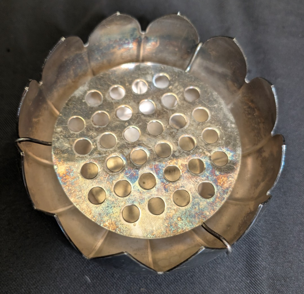 Vintage Leonard Silver plate Flower Frog Lotus Petal Floral Decoration Dip Set