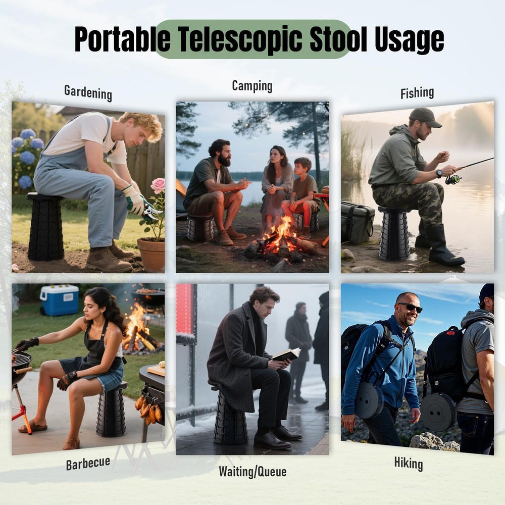 Upgraded Foldable Stool Thickened, Portable Collapsible Stool Retractable Sto...