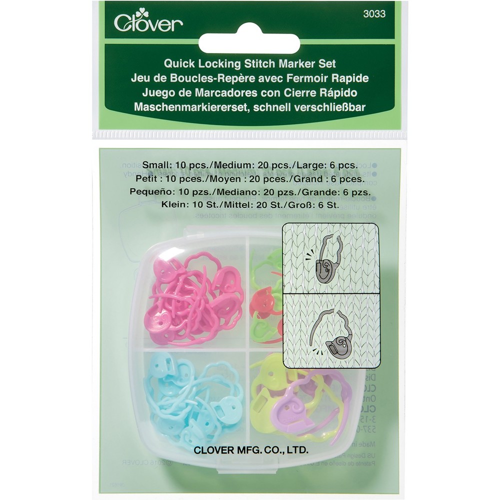 Clover 3033 Quick Locking Stitch Marker Set 36/Pkg-