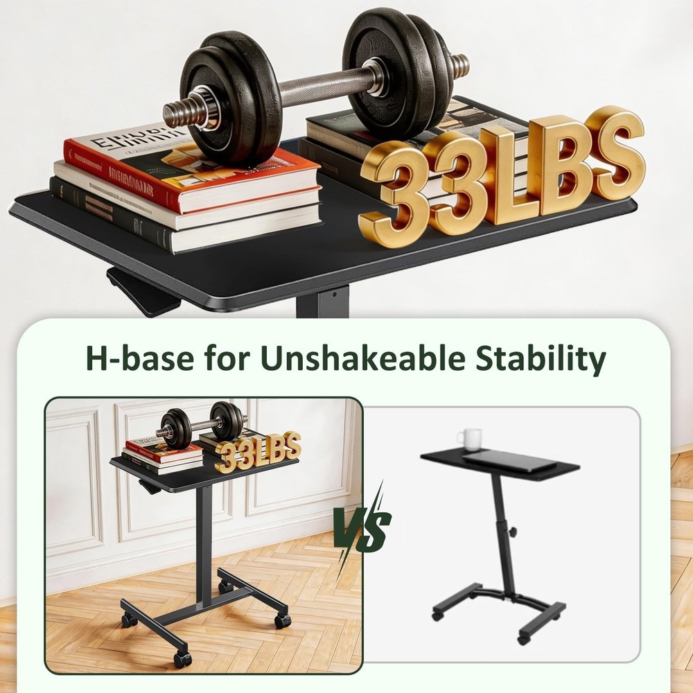 Adjustable Mobile Standing Desk, Rolling Sit-Stand Laptop Desk with Locking W...