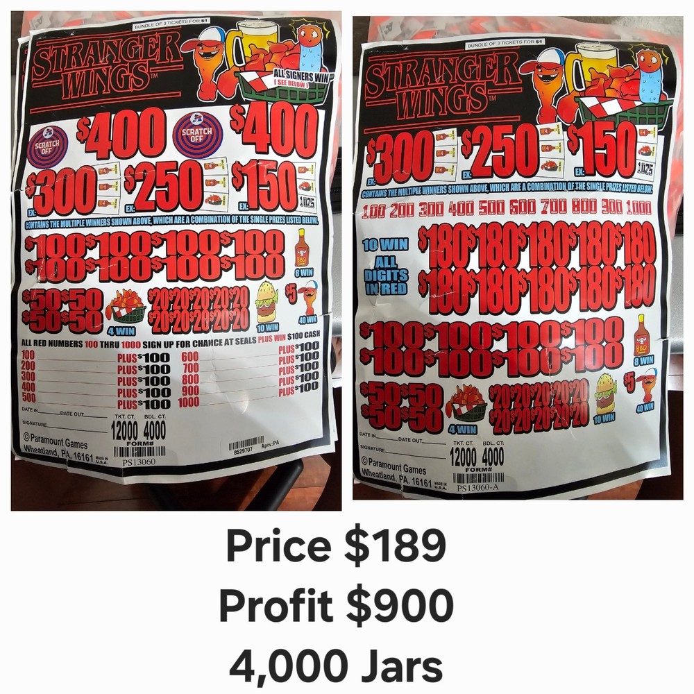 Stranger Wings pull tab jars game