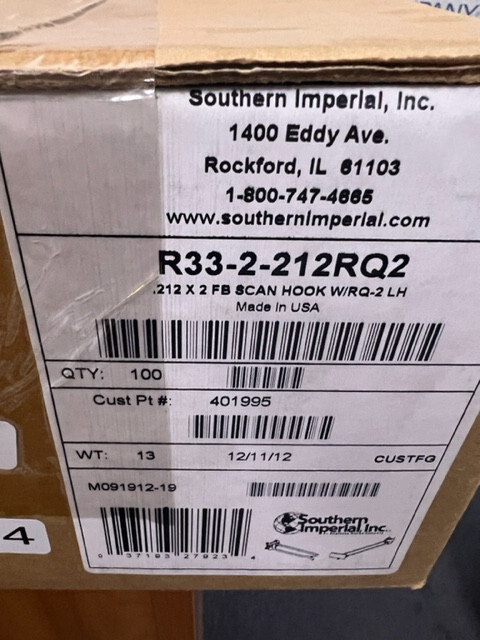100PK 2" Fastback Scanning Hook with 100 label holders NEW