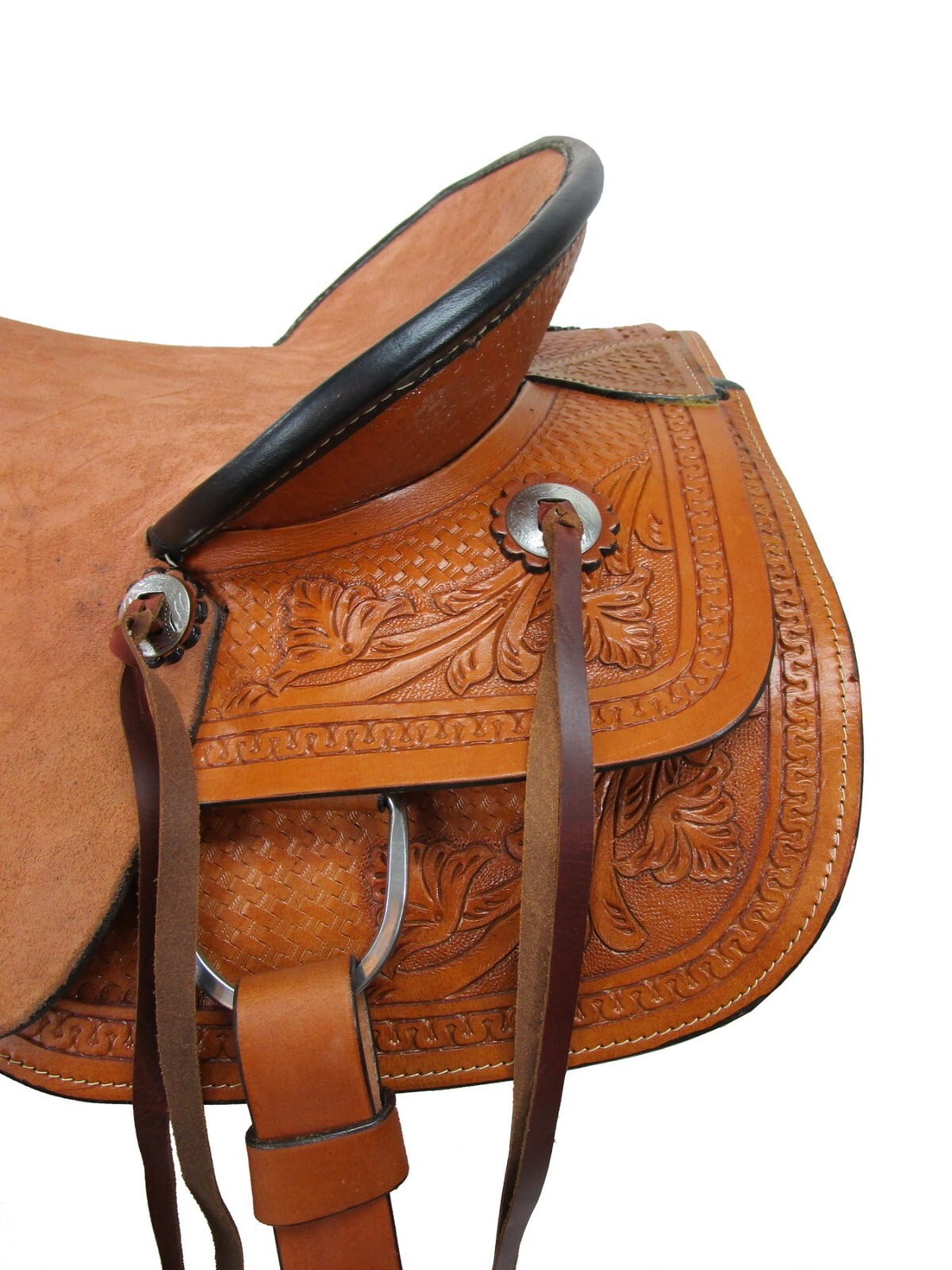 ROPING WESTERN SADDLE PLEASURE TRAIL TOOLED LEATHER HORSE SET 18 17 16 15