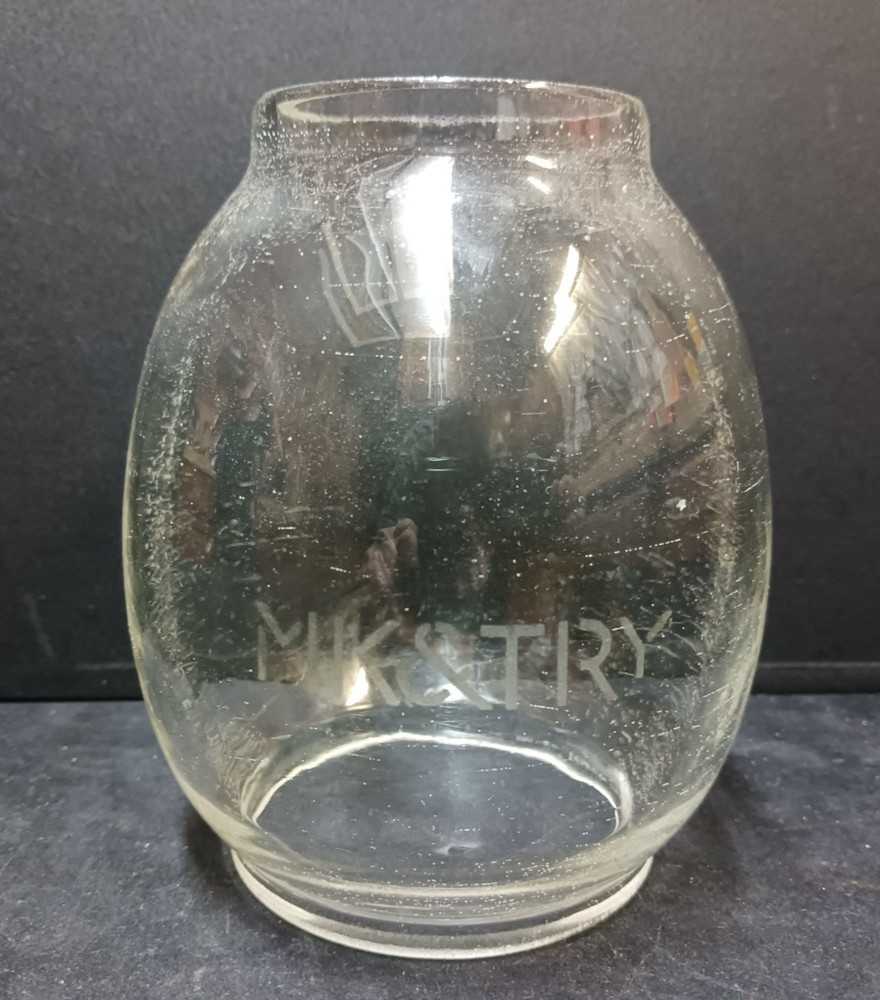 RARE Etched MK&TRY RR Lantern Glass Globe