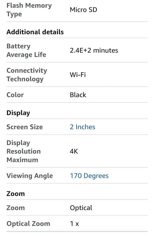 4K Action Camera 30fps