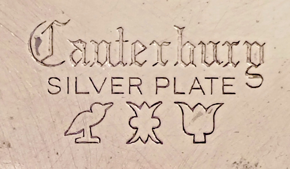 Vintage Canterbury Silverplate Tray Dolphin Motif Handle Three Sections 8 3/4"