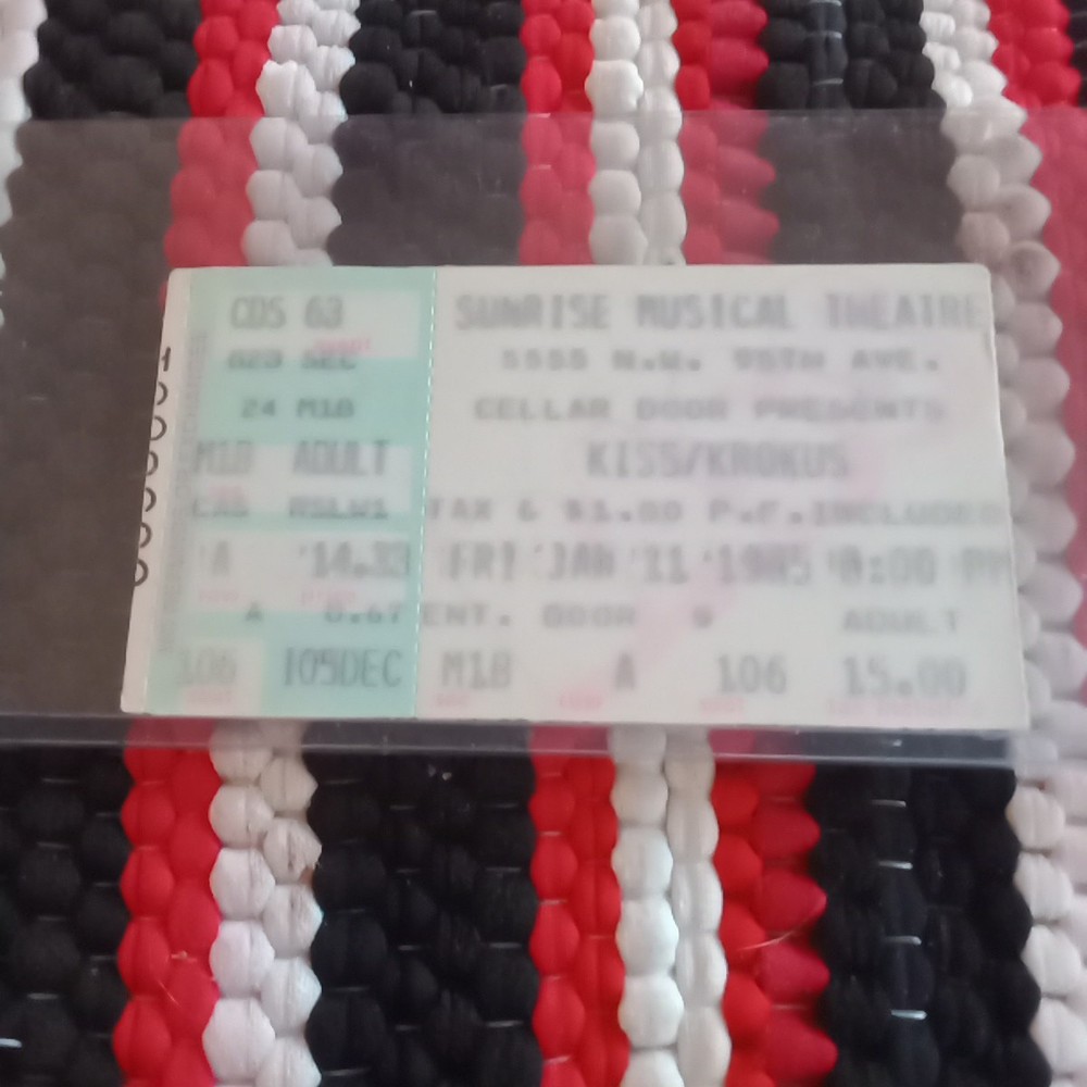 Kiss 💋 Ticket Stub History Animalize Tour 1-11-85, Fort Lauderdale FL, &Krokus