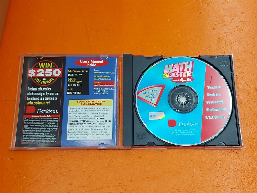 ⭐️⭐️⭐️⭐️⭐️ Davidson Math Blaster Ages 4-6 Grades PreK-1st CD-ROM WIN/MAC